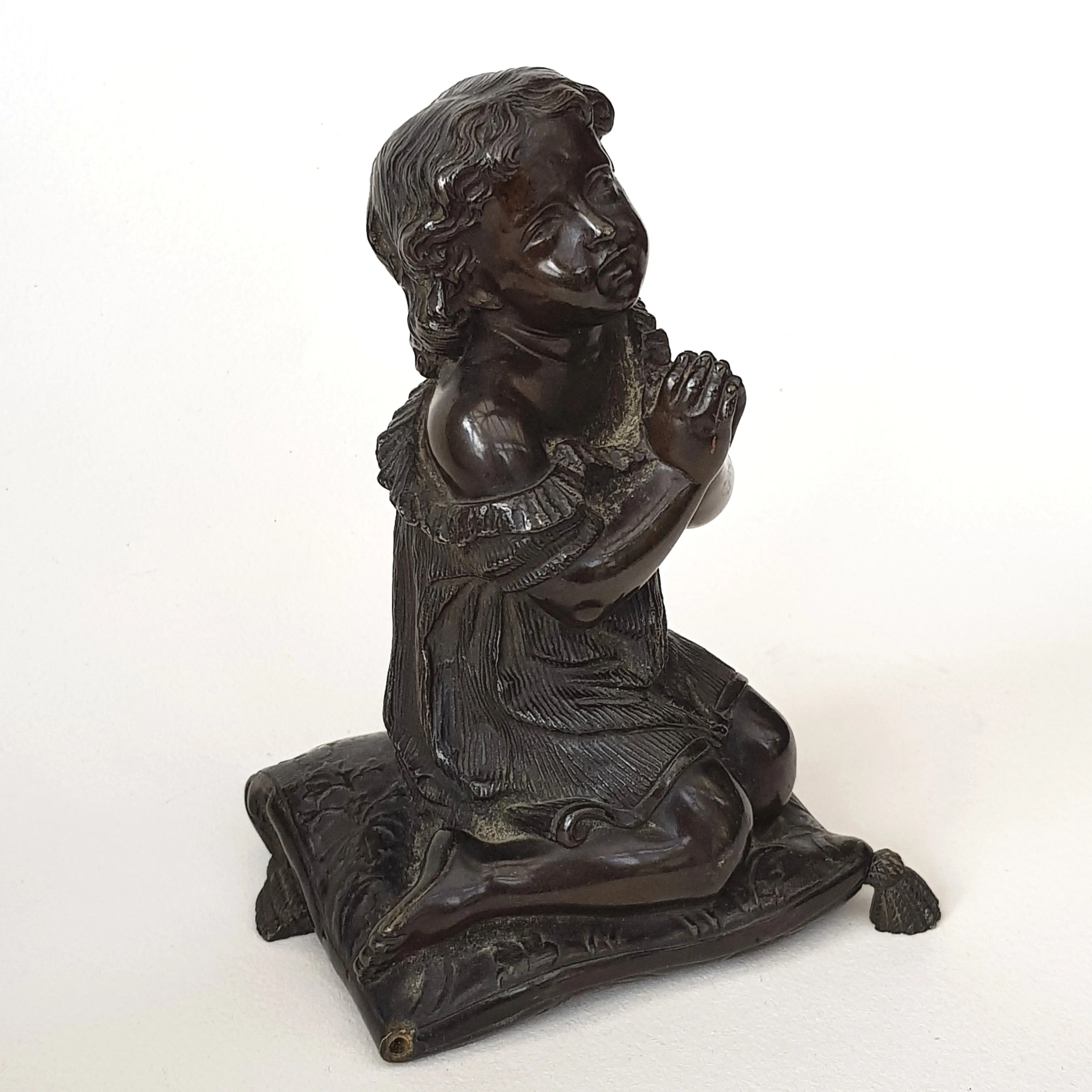 Superb Bronze Statue Figure Of A Young Girl In Prayer Antique Victorian circa 1870