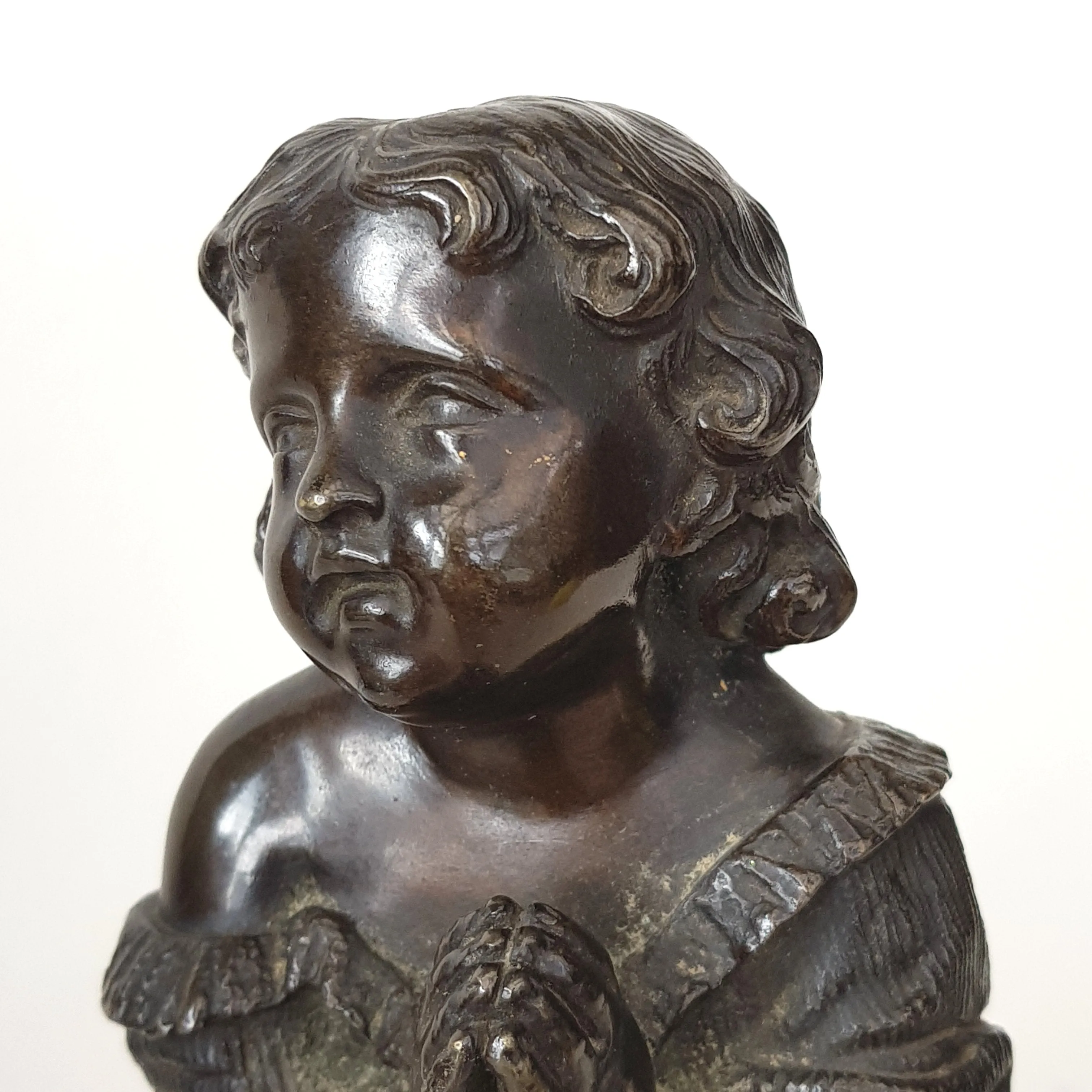 Superb Bronze Statue Figure Of A Young Girl In Prayer Antique Victorian circa 1870