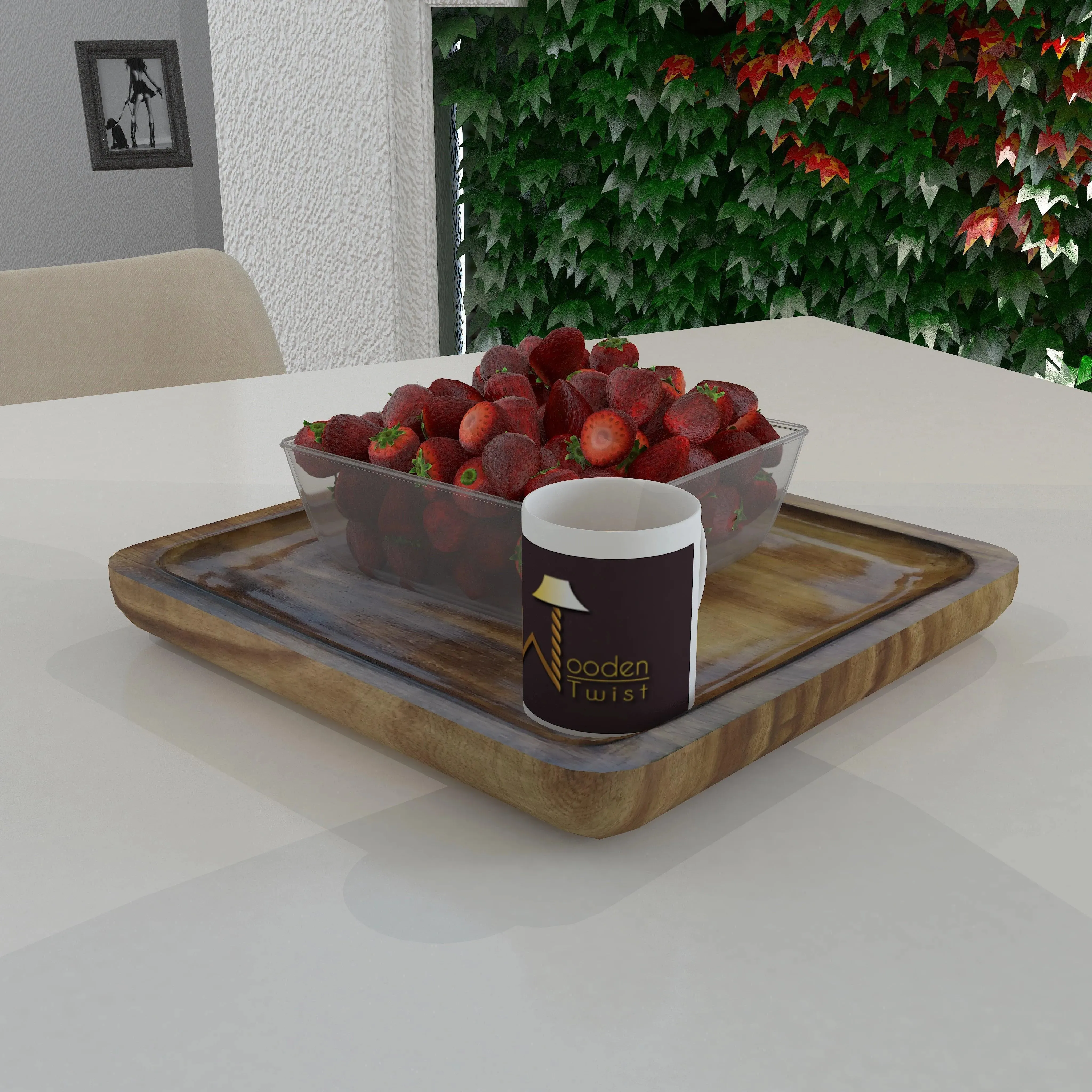 Superb Square Shaped Wooden Serving Tray