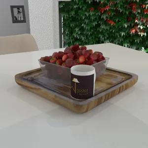Superb Square Shaped Wooden Serving Tray