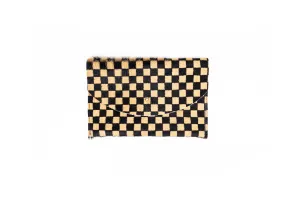 Tan Checkered Hair on Hide Envelope Pouch