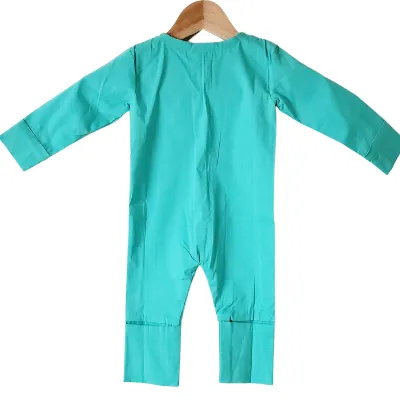 Teal Cyan Green Boho Grow With Me Adjustable Unisex Rompers Baby Clothes For Girls & Boys