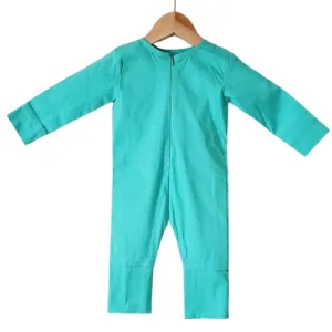 Teal Cyan Green Boho Grow With Me Adjustable Unisex Rompers Baby Clothes For Girls & Boys