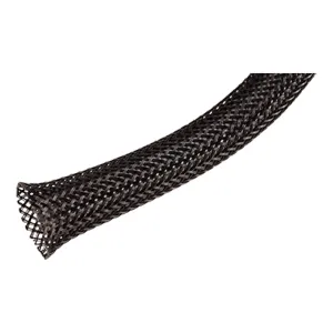 Techflex PTN0.25BK Flexo PET 1/4 Inch Black Expandable Sleeving, Sold By The Foot