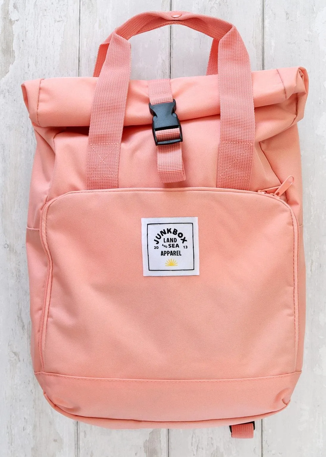 'The Everyday' Recycled Roll-Top Backpack in Coral