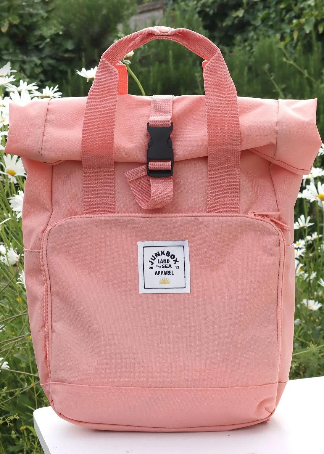 'The Everyday' Recycled Roll-Top Backpack in Coral