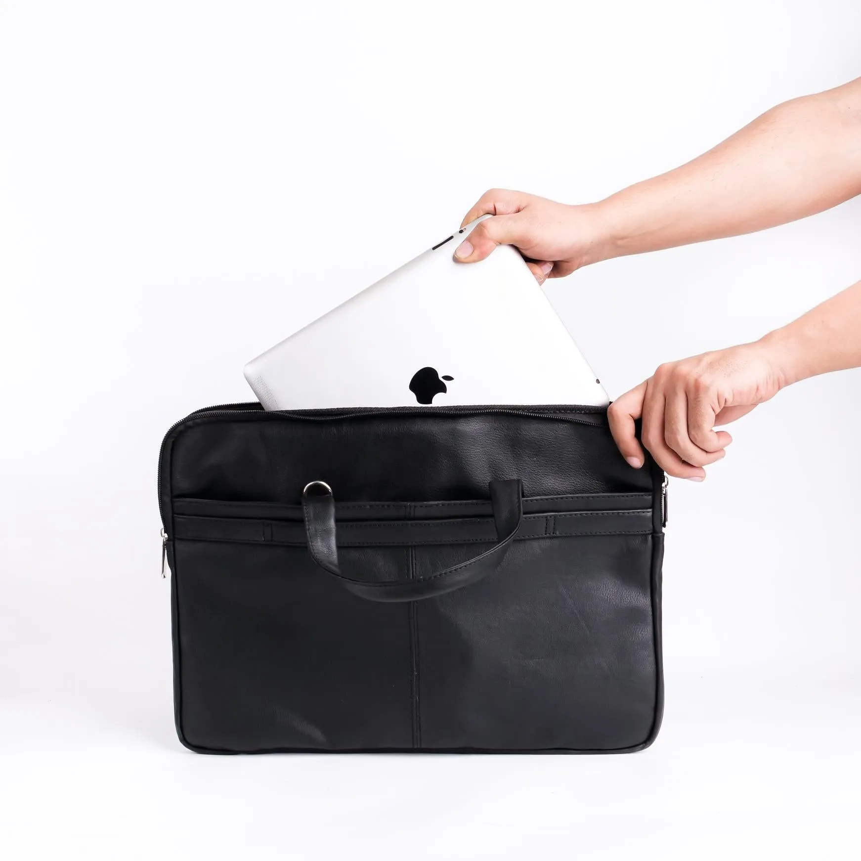 The Founder Ultra Slim Leather Laptop Bag-Black