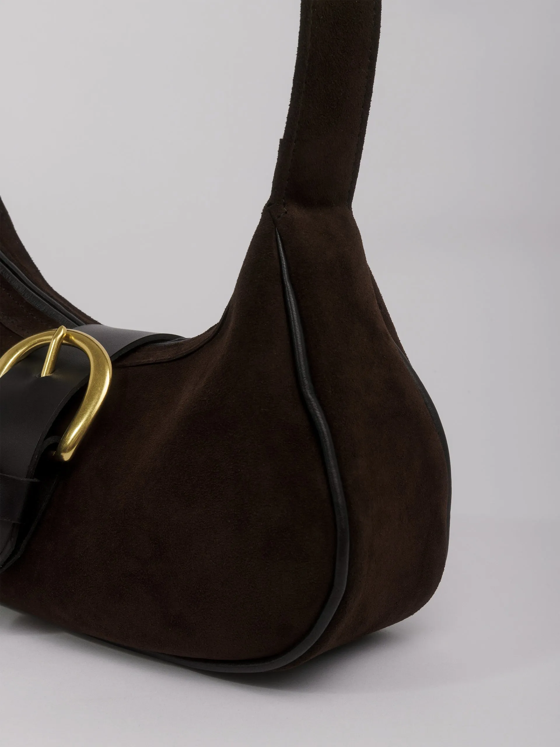 The Lair Brigitta Bag Cocoa Suede Gold