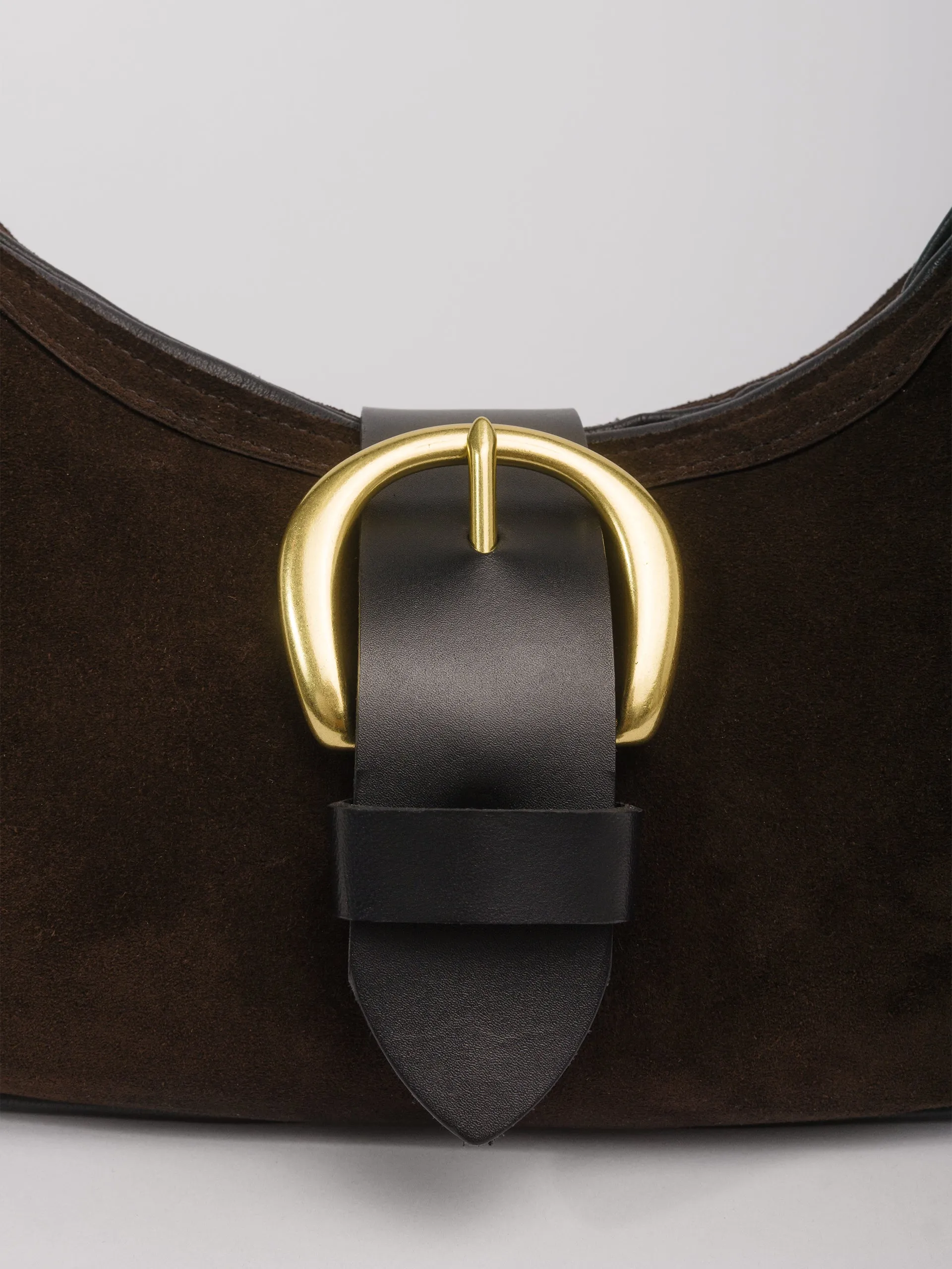 The Lair Brigitta Bag Cocoa Suede Gold