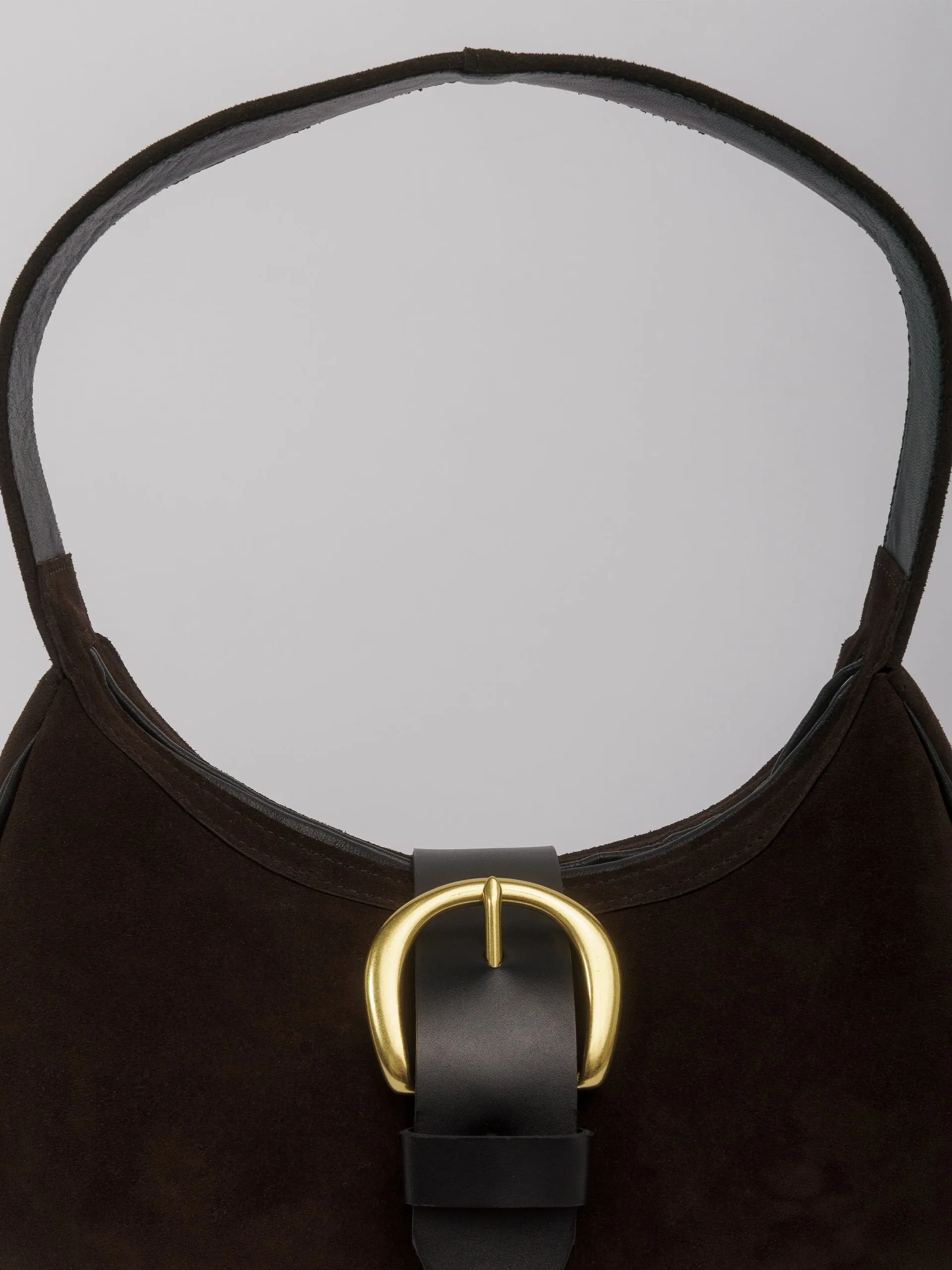 The Lair Brigitta Bag Cocoa Suede Gold