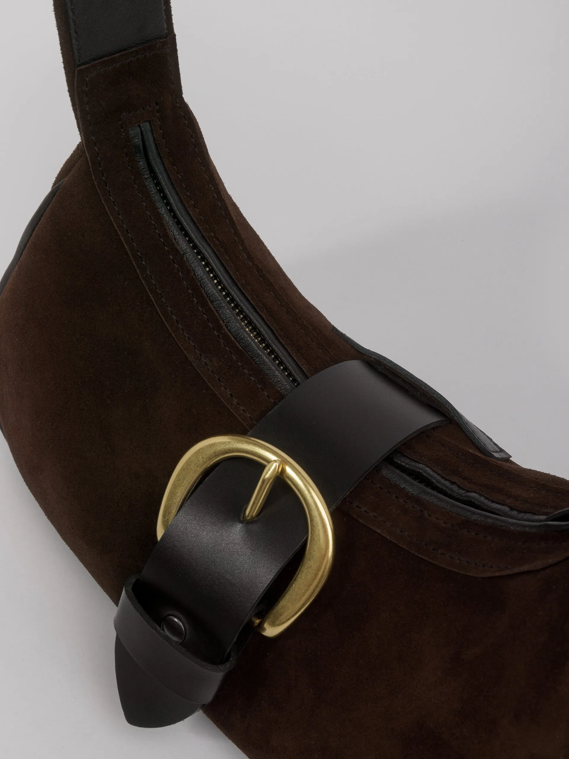 The Lair Brigitta Bag Cocoa Suede Gold