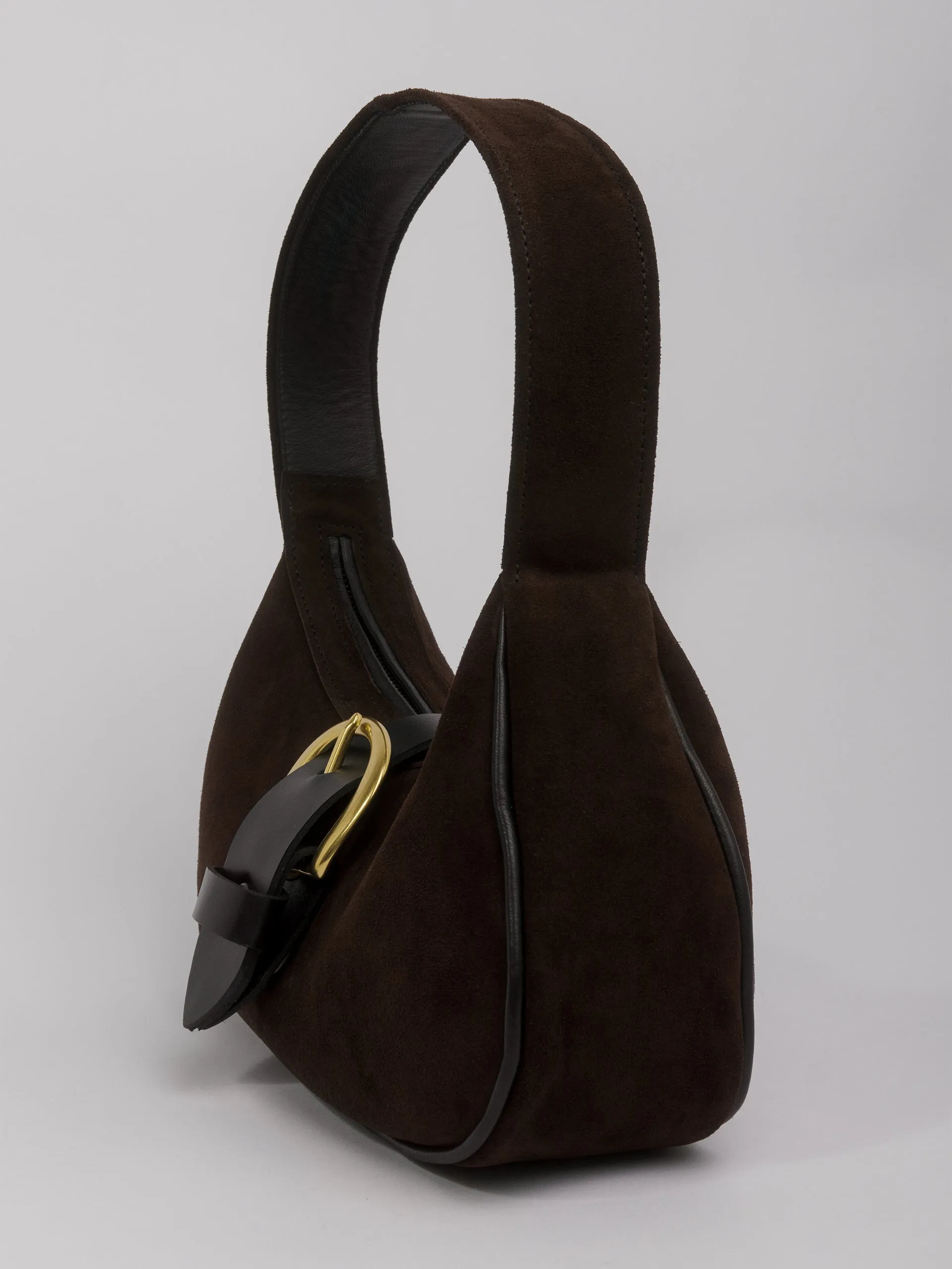 The Lair Brigitta Bag Cocoa Suede Gold