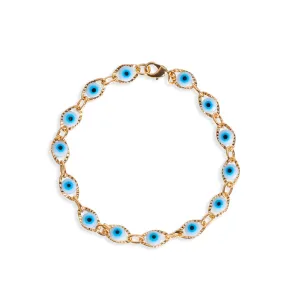 The White & Blue Evil Eye Ornate Bezel Bracelet