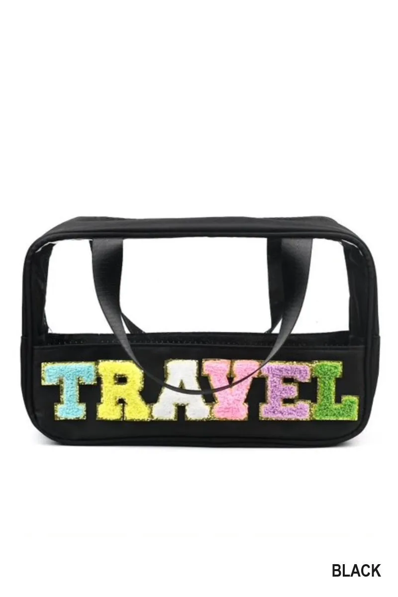 Travel Clear Bag with Chenille Letters