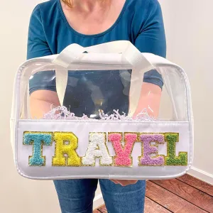Travel Clear Bag with Chenille Letters