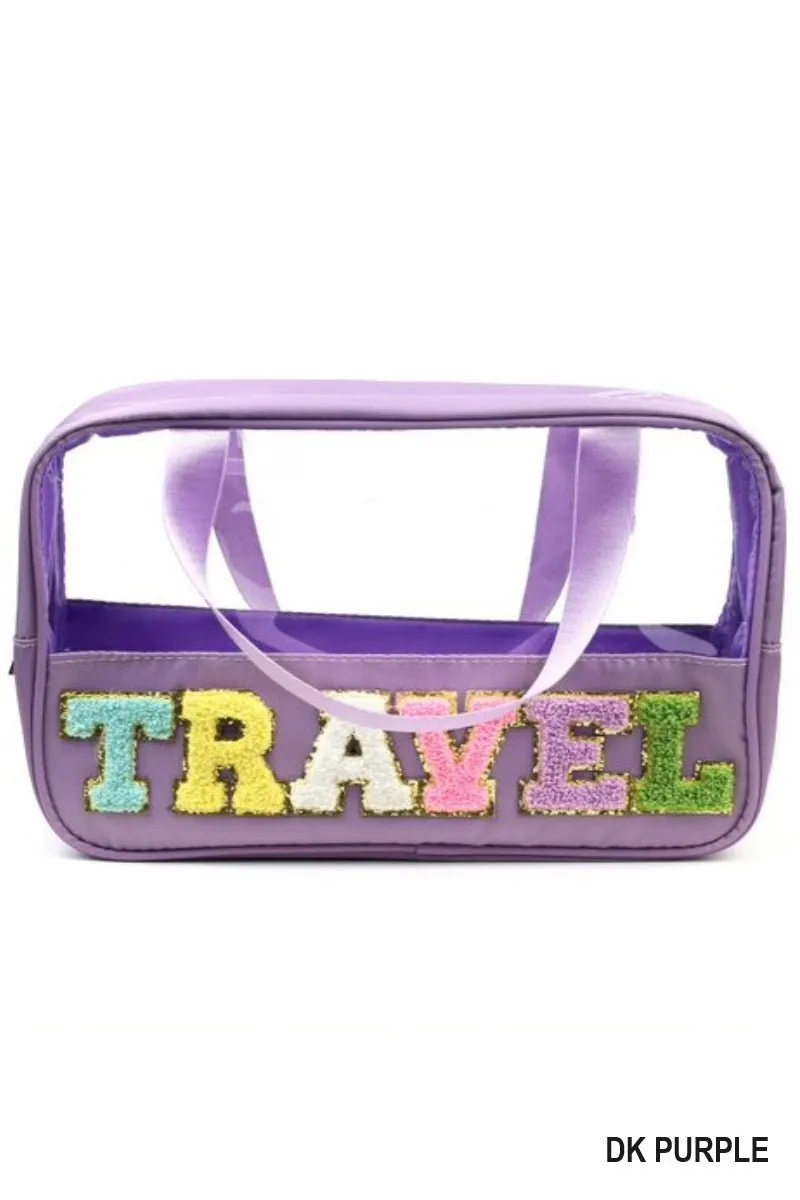 Travel Clear Bag with Chenille Letters