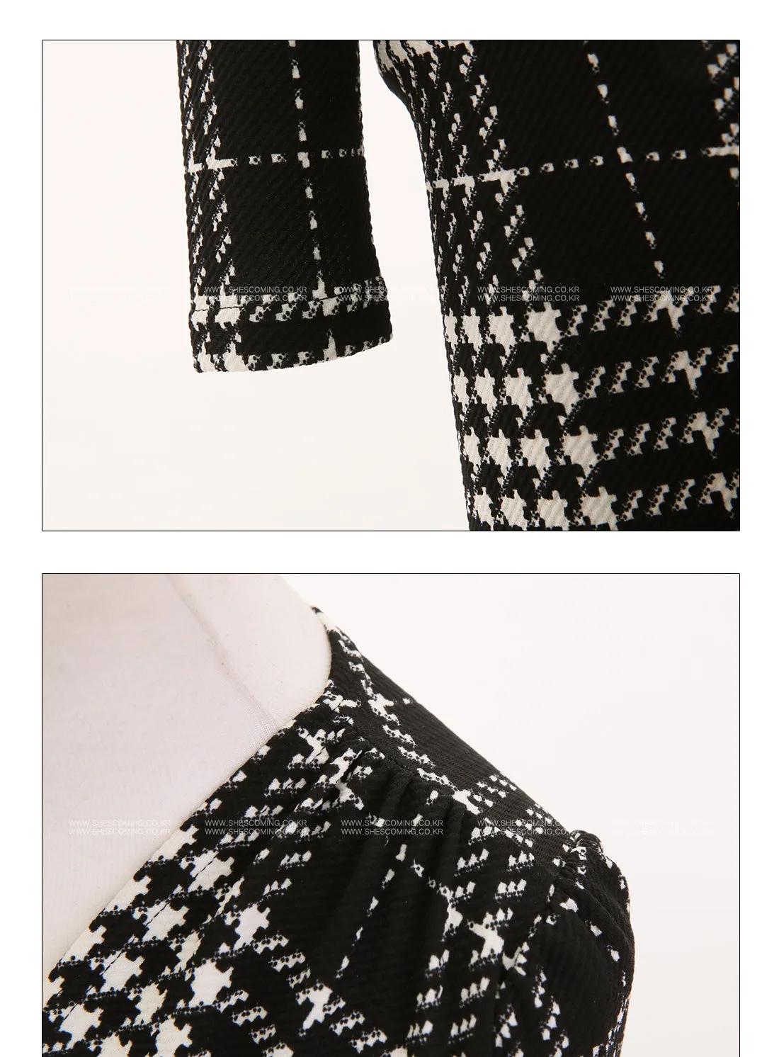 VenusFox Women Long Sleeve Sexy Vintage Plaid Dresses
