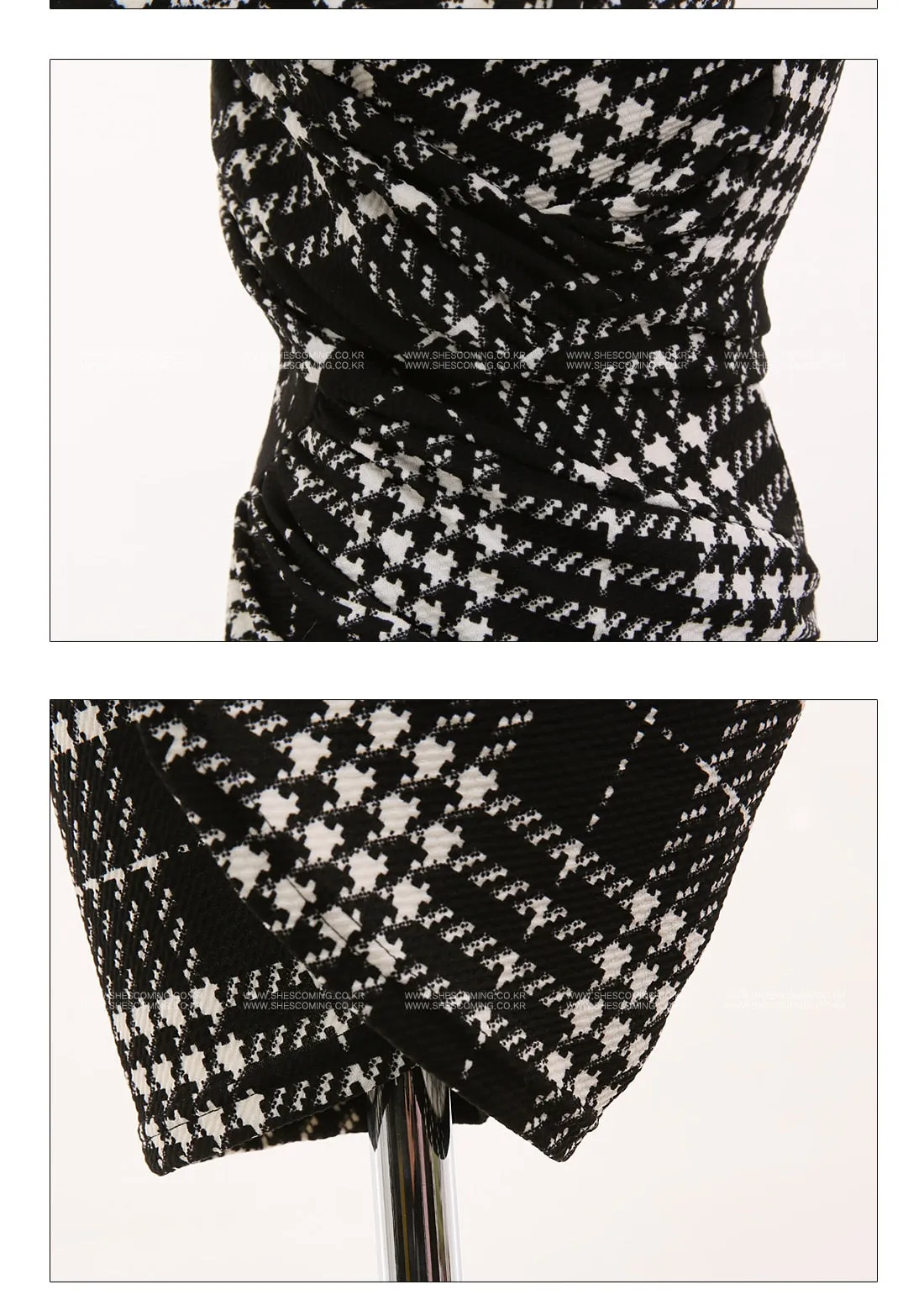 VenusFox Women Long Sleeve Sexy Vintage Plaid Dresses