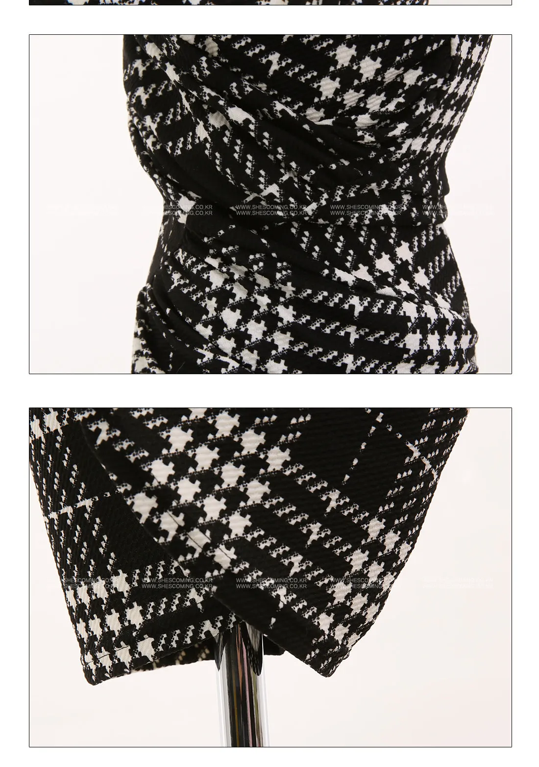 VenusFox Women Long Sleeve Sexy Vintage Plaid Dresses