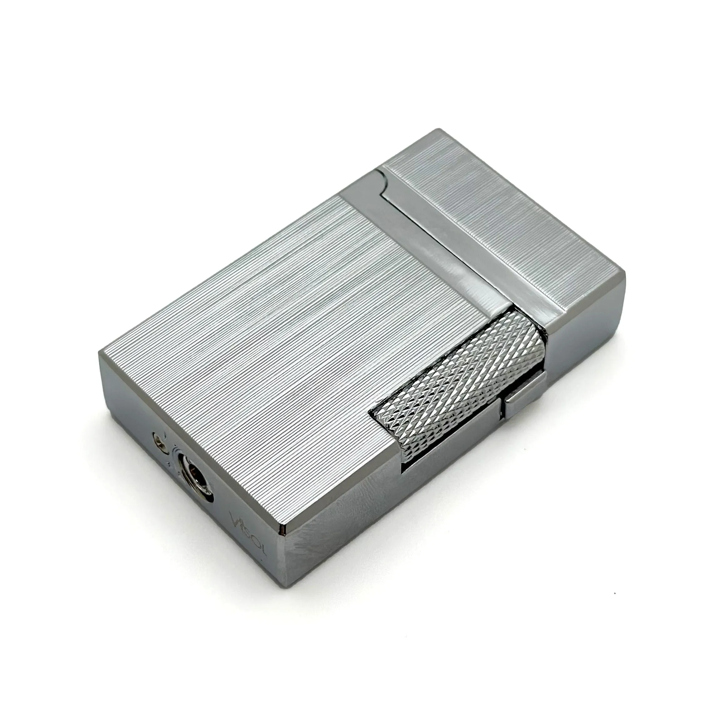 Visol Hubbard Brushed Stripes Soft Flame and Torch Flame Flint Lighter - Chrome