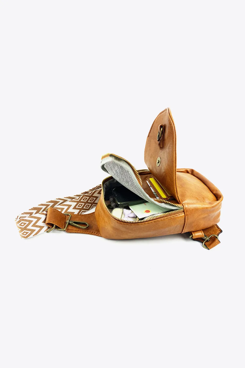 Weekend Shopping Adjustable Strap PU Leather Sling Bag