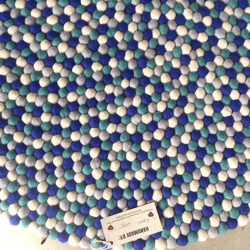 Whirlpool Blue Felt Ball Rug