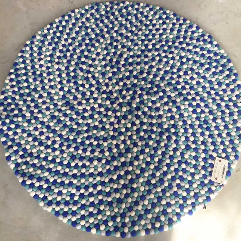 Whirlpool Blue Felt Ball Rug
