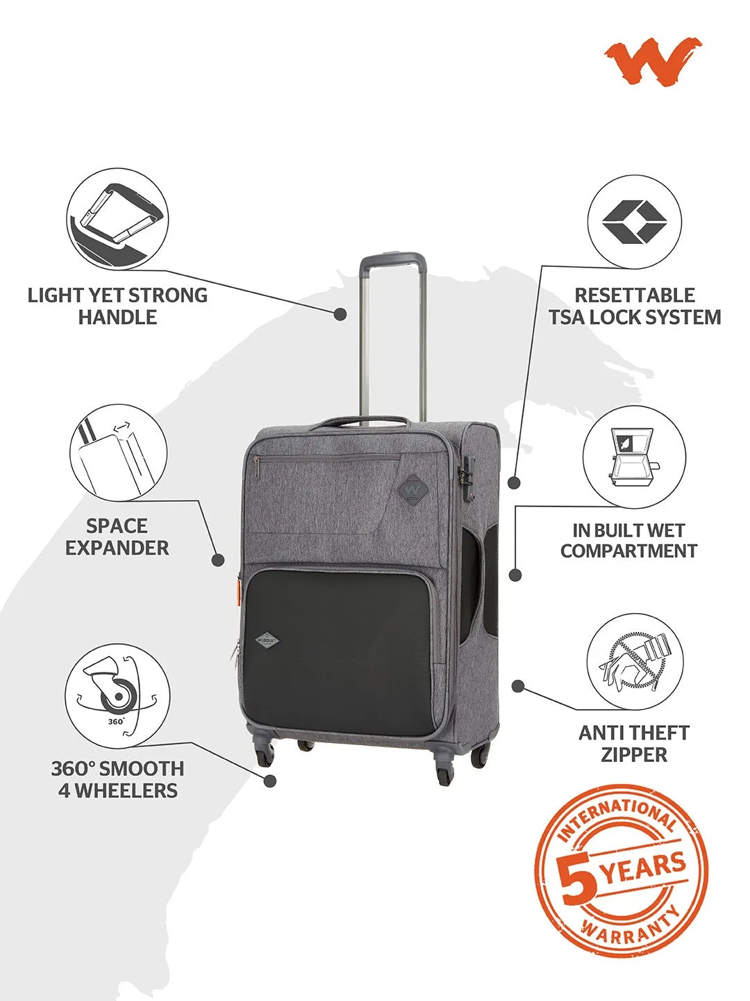 Wildcraft Rigel Plus Soft Trolley Suitcase (12435)