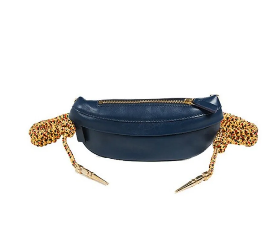 Women's Casual Leather Shoulder Bag With Weaving Belt
