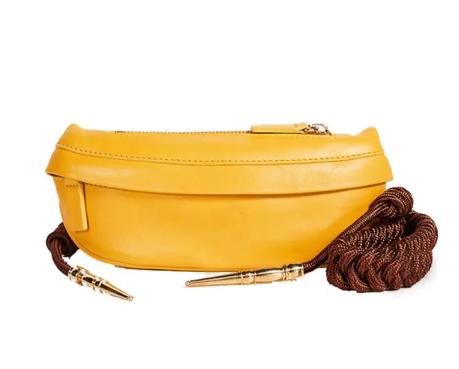 Women's Casual Leather Shoulder Bag With Weaving Belt