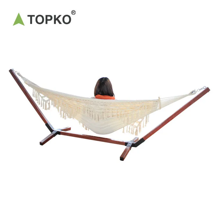 Wooden Stick Cotton Canvas Nylon Hammock