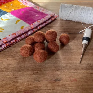 Wool Felt Balls - #15 Chestnut - Ten 1" Balls, 2.2cm