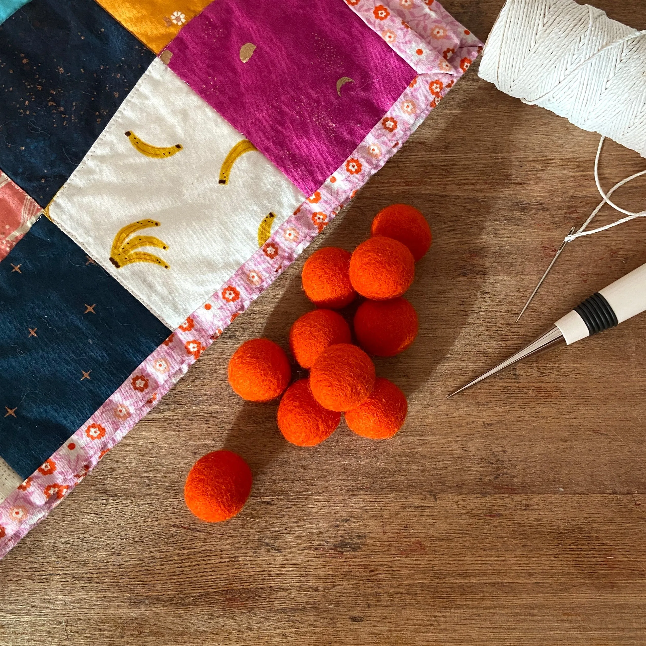 Wool Felt Balls - #33 Flame - Ten 1" Balls, 2.2cm