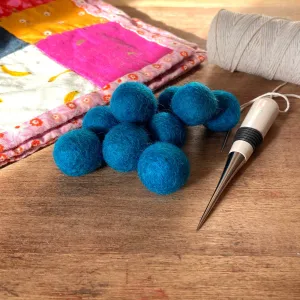 Wool Felt Balls - #7 Turquoise - Ten 1" Balls, 2.2cm