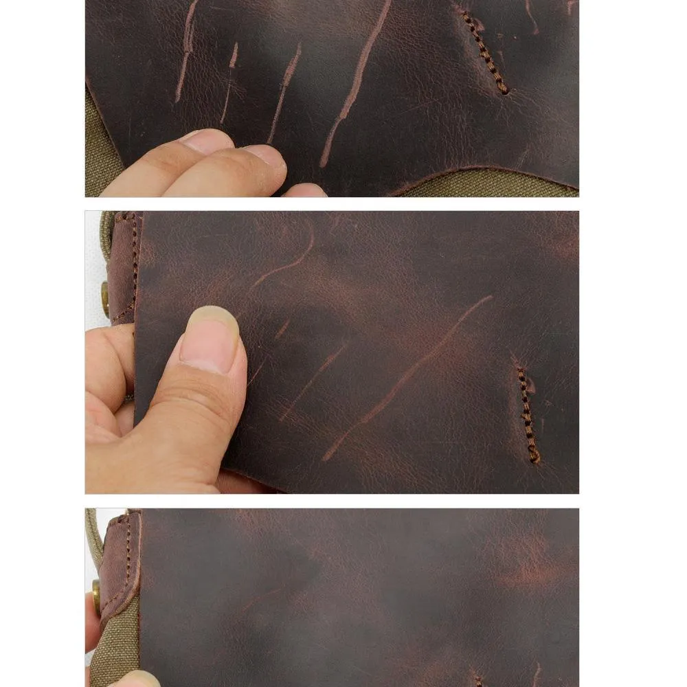 Woosir Leather Fanny Pack with 5 Zippered Pockets