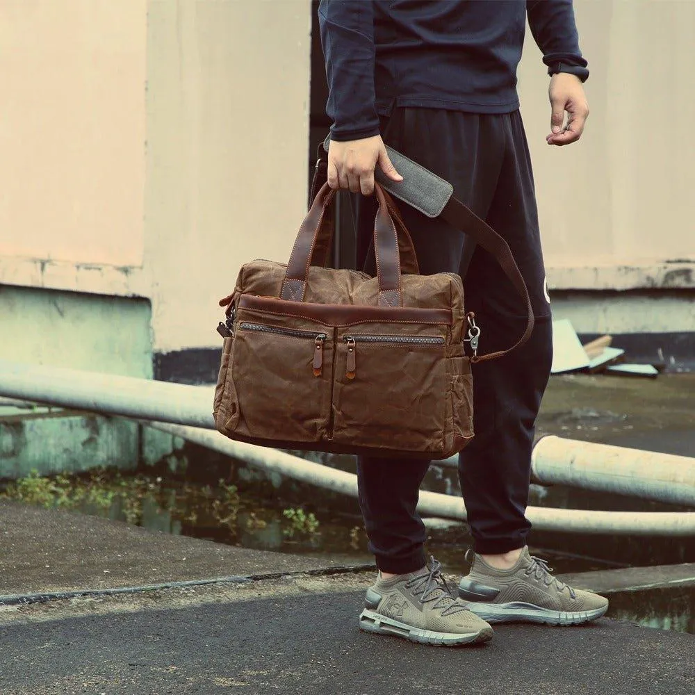 Woosir Men's Satchels Waxed Canvas