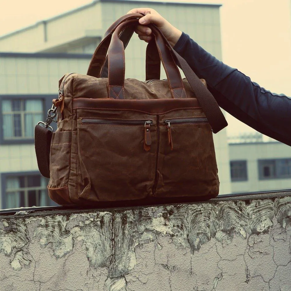 Woosir Men's Satchels Waxed Canvas