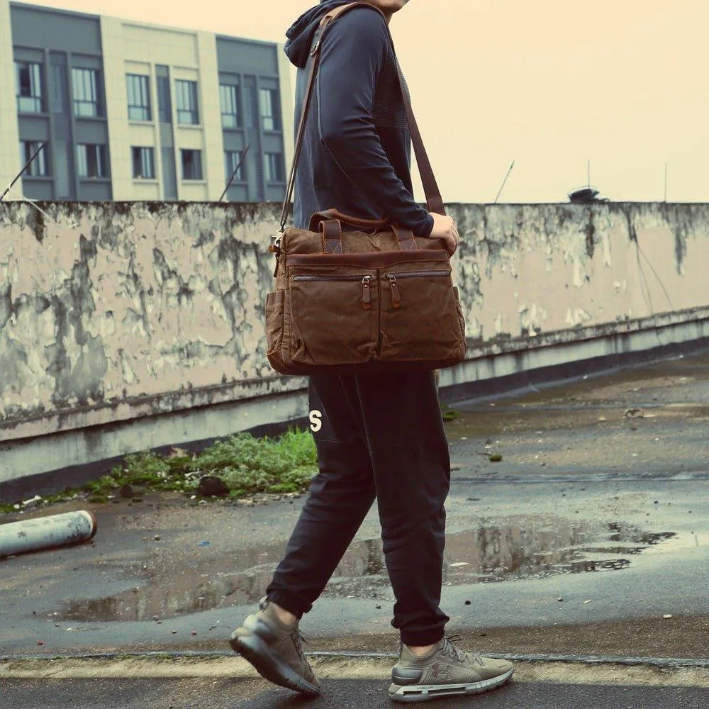 Woosir Men's Satchels Waxed Canvas