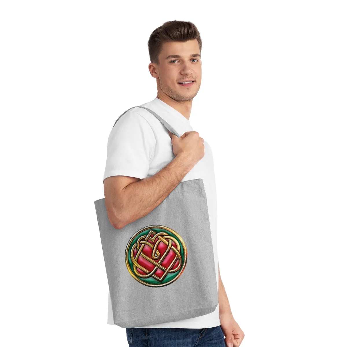 Woven Recycled Tote Bag With Heart Initiation Logo