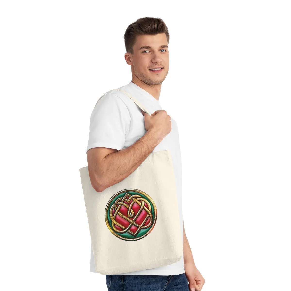 Woven Recycled Tote Bag With Heart Initiation Logo