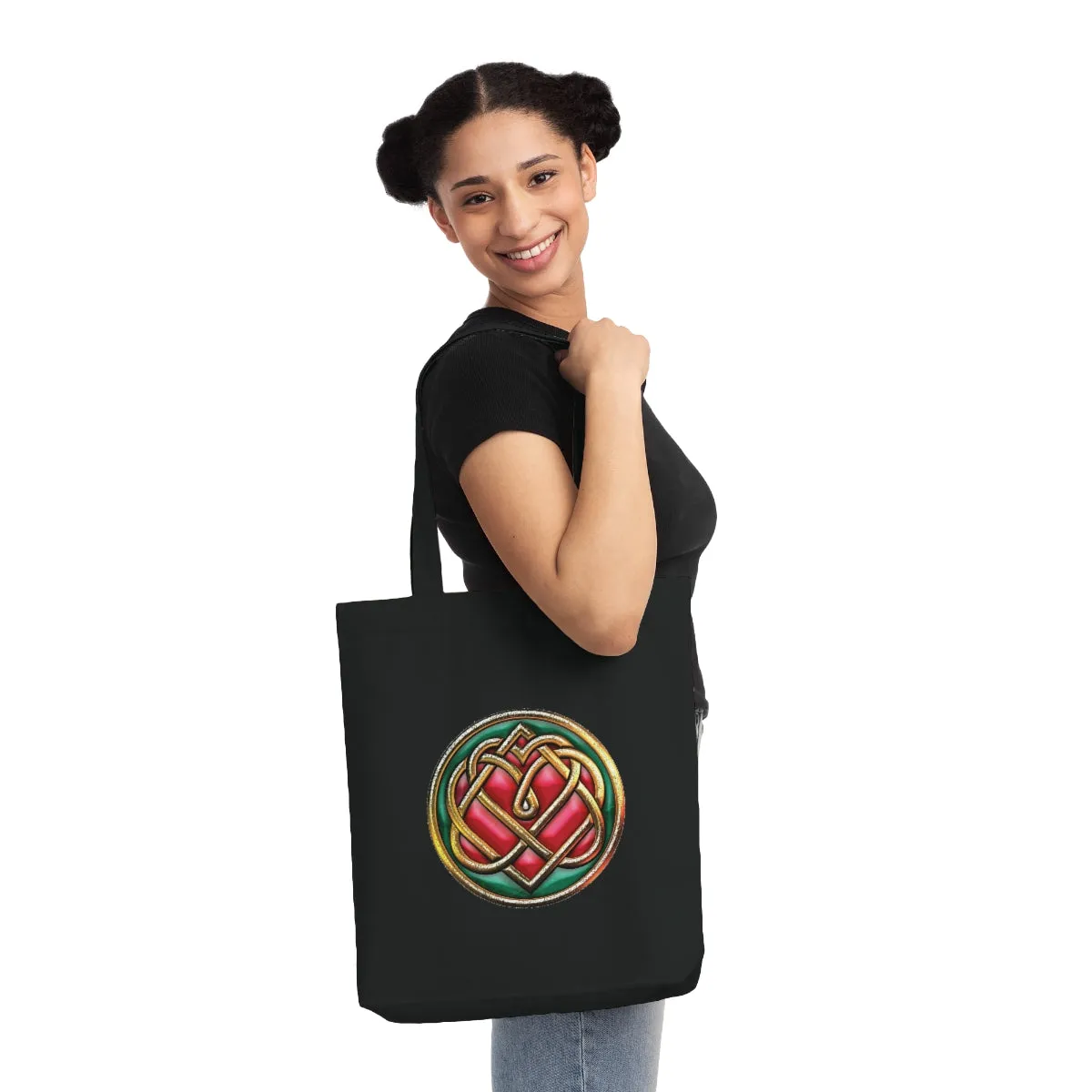 Woven Recycled Tote Bag With Heart Initiation Logo