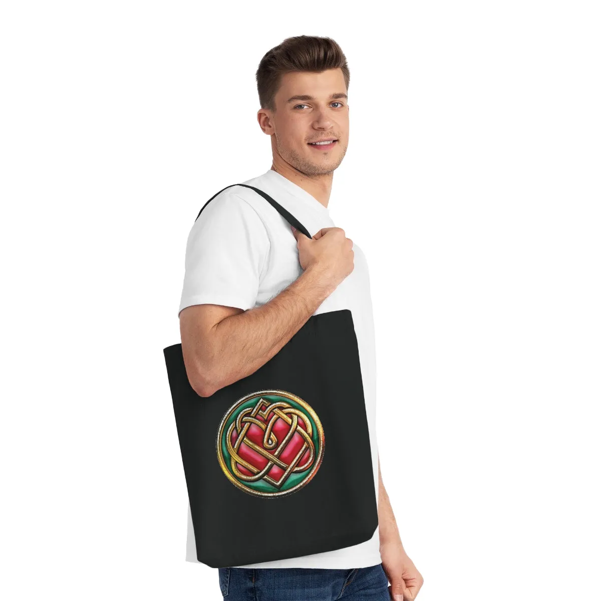 Woven Recycled Tote Bag With Heart Initiation Logo