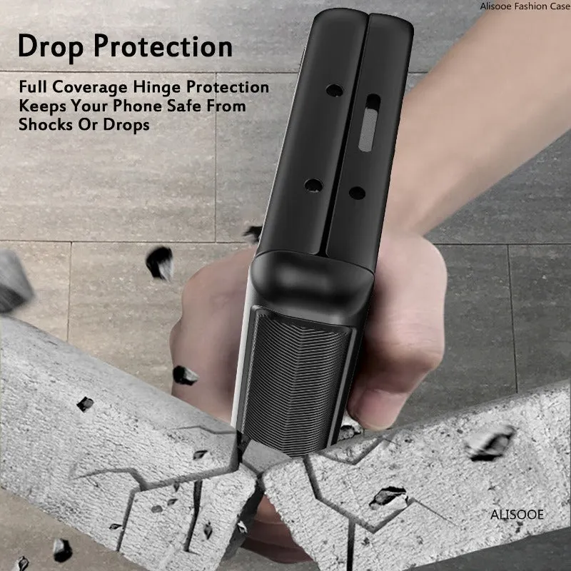 Wristband Hinge Phone Case With Front Glass Wrist Strap Stand For Samsung Galaxy Z Fold 5 4
