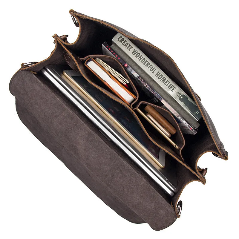 YAAGLE Men's Vintage Multi-functional Tanned Leather Hand briefcase Sling Backpack YG7072R