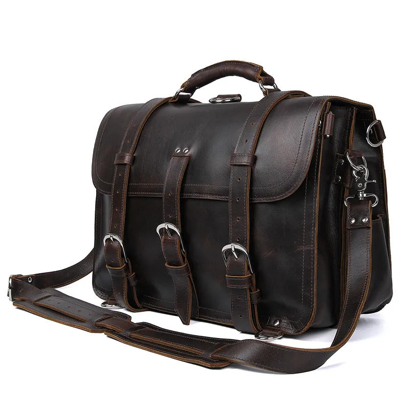 YAAGLE Men's Vintage Multi-functional Tanned Leather Hand briefcase Sling Backpack YG7072R