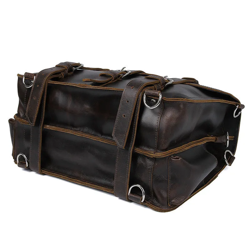 YAAGLE Men's Vintage Multi-functional Tanned Leather Hand briefcase Sling Backpack YG7072R