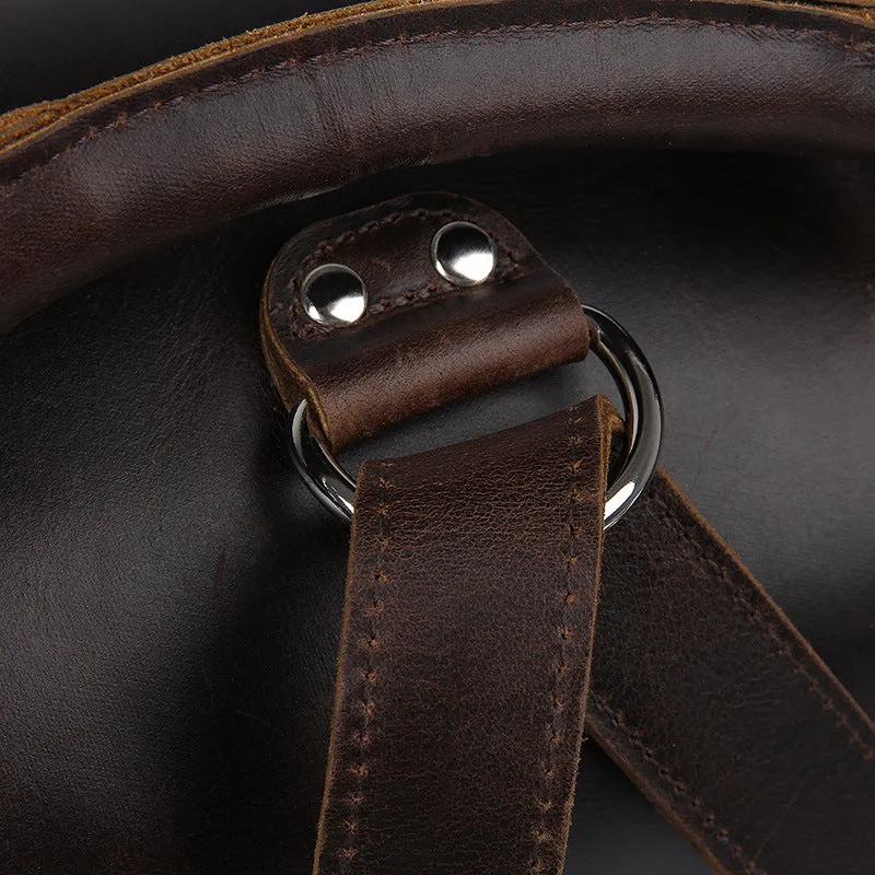 YAAGLE Men's Vintage Multi-functional Tanned Leather Hand briefcase Sling Backpack YG7072R