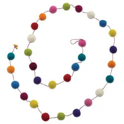 Yellow Burgundy Orange Green Pompom Garland 6ft | 1ct
