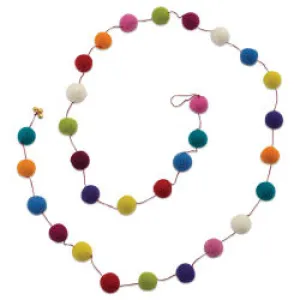 Yellow Burgundy Orange Green Pompom Garland 6ft | 1ct
