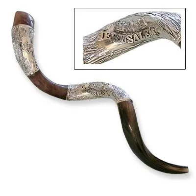 Yemenite Silver Ornate Jerusalem Shofar